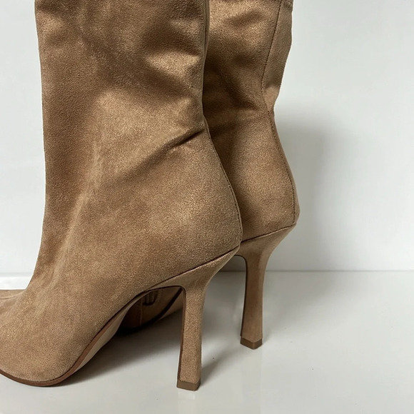 Elegant Tan Suede Ankle Boots - Picture 5 of 7